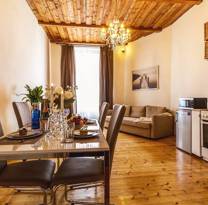 Living area with Kitchen and Dining room:-)