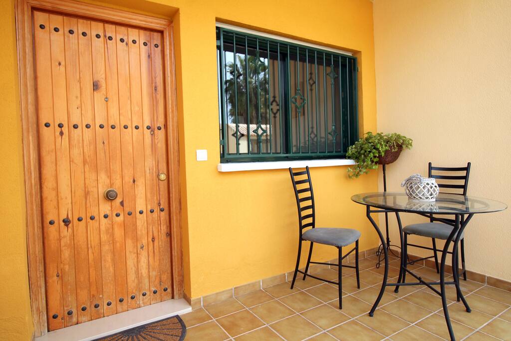 Front terrace with bistro table and chairs