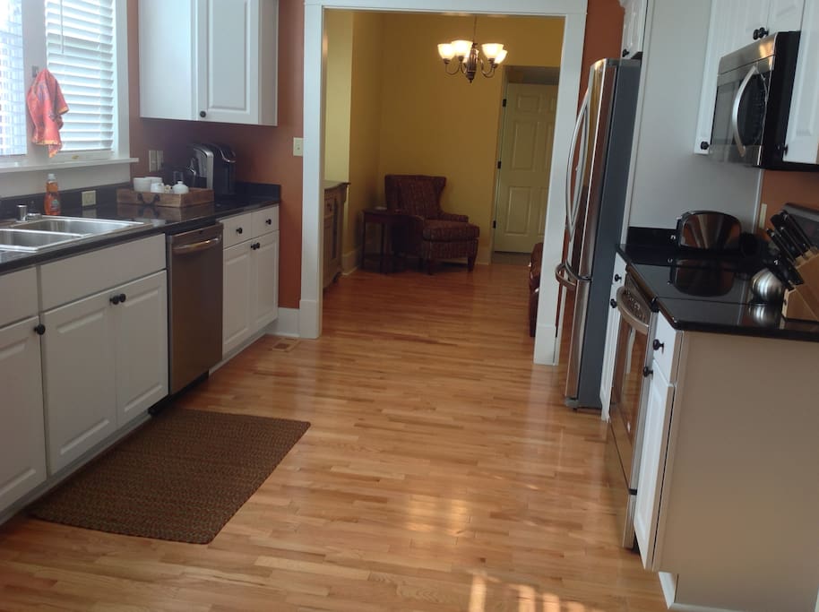 1st floor, fully stocked and updated kitchen with stainless appliances.