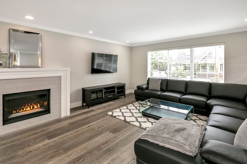 Sink into the large sectional and relax with gas fireplace, HDTV, and Wifi