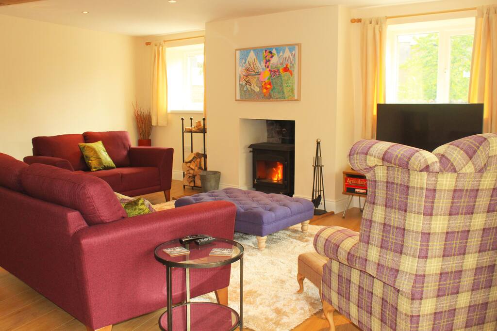 Living Room & Log Fire