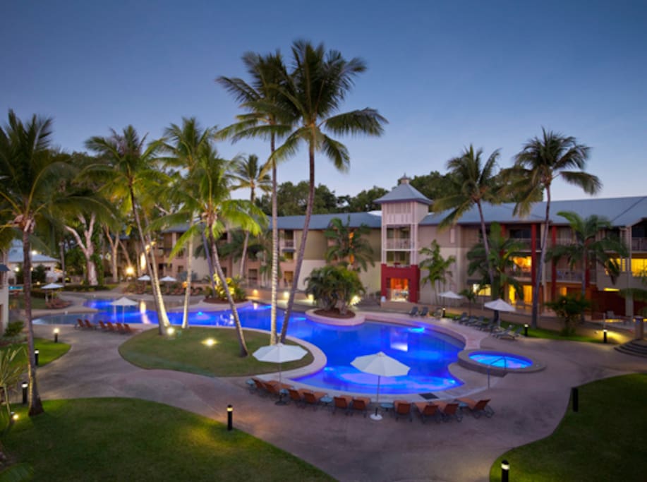 Lagoon pool at night