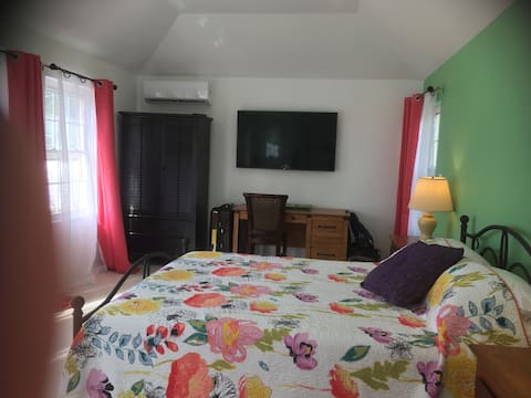 Upper Apt w/ pool, short walk to town