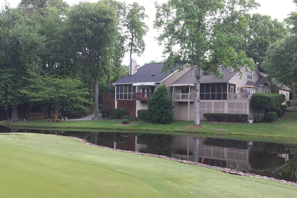 Screen porch overlooking 15th green