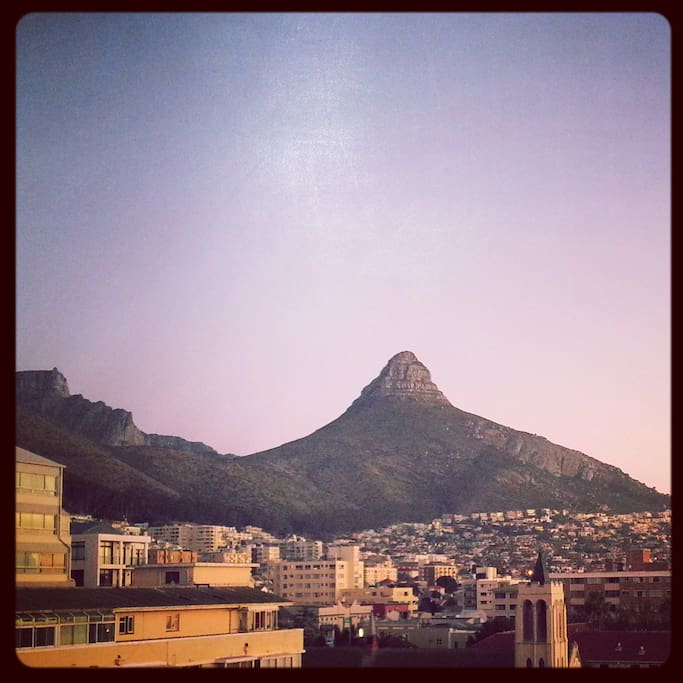 View from the kitchen, Lions Head and Table Mountain.
