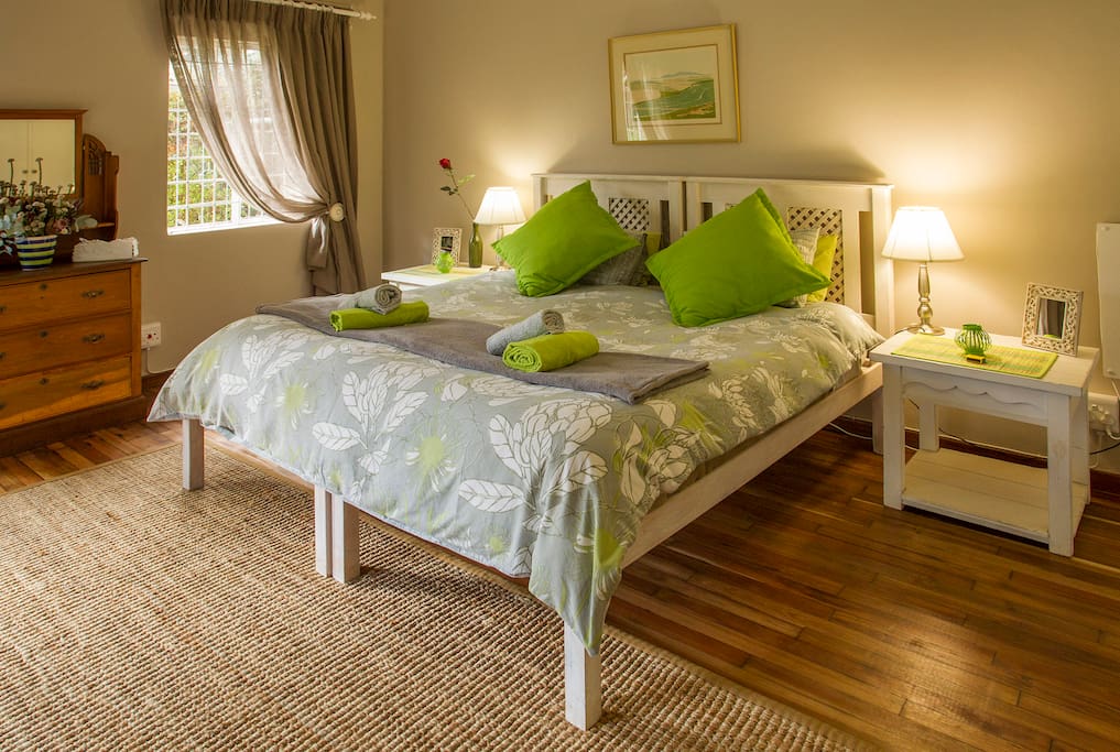 Main bedroom with blackwood flooring