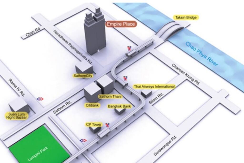 Maps from BTS to The Empire Place Condo
