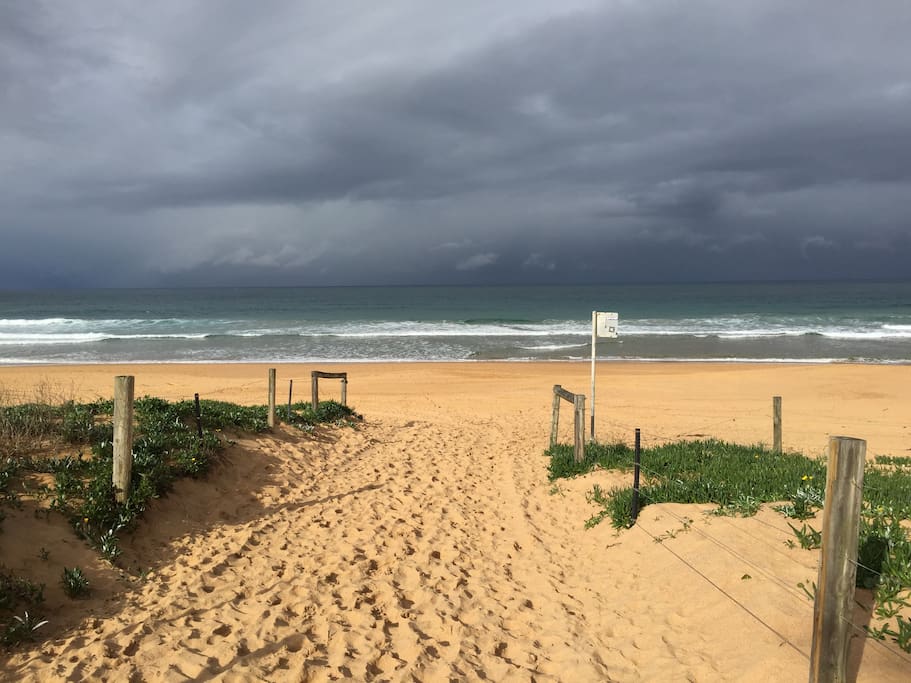 Just a one minute flat walk to the sand