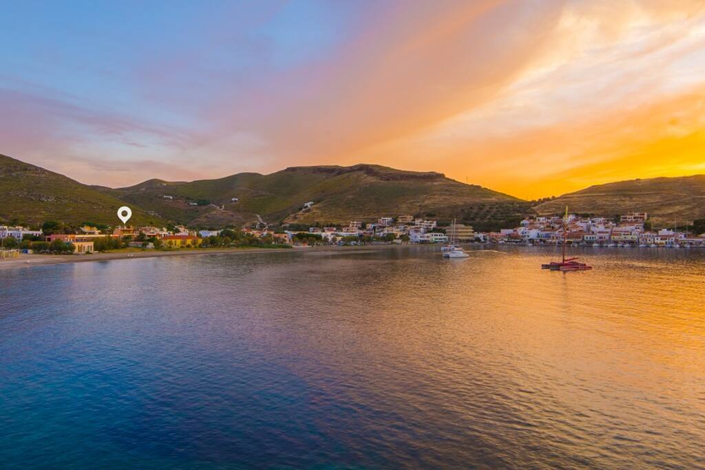 Location of our Maisonette by the beach in Korissia