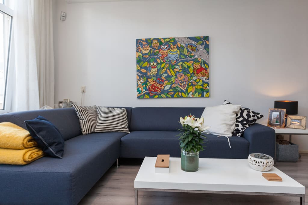 A luxurious two bedroom apartment Rotterdam center
The sofa, big enough for four people, and if you need more, there are two more lounge fauteuils.
