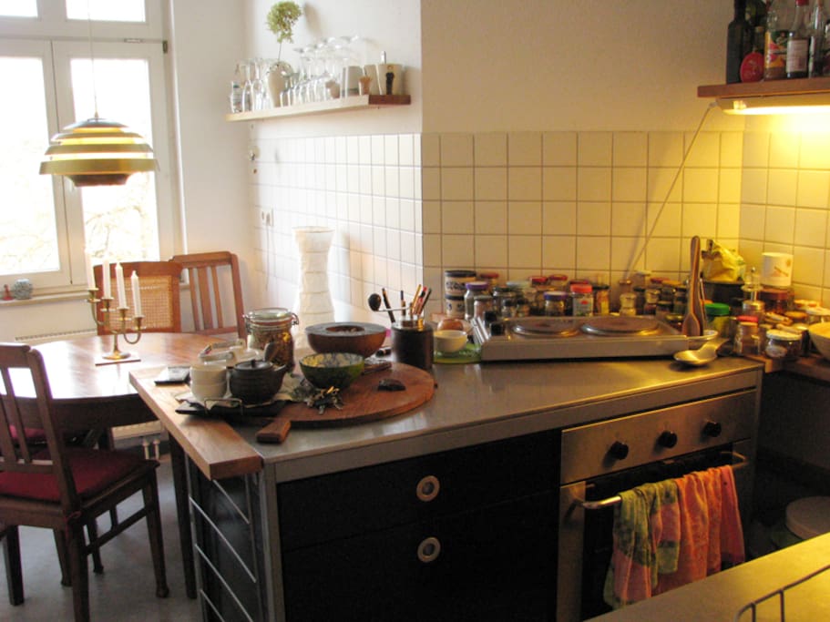 the kitchen with a lot of spices ...