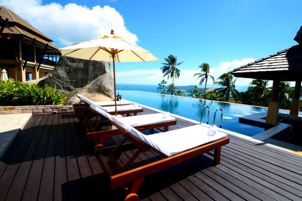 Part of pool sunbathing area