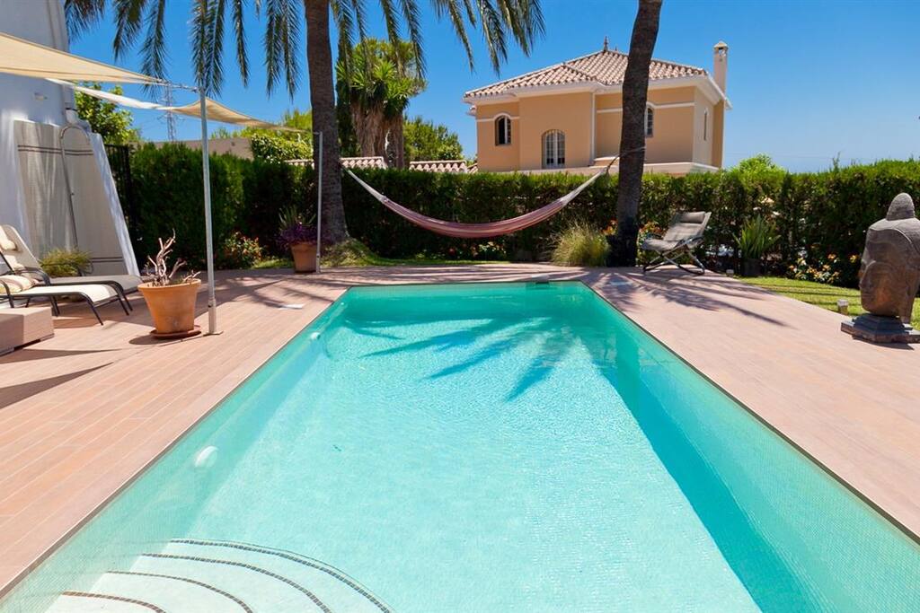 Salt pool with small garden area to rear