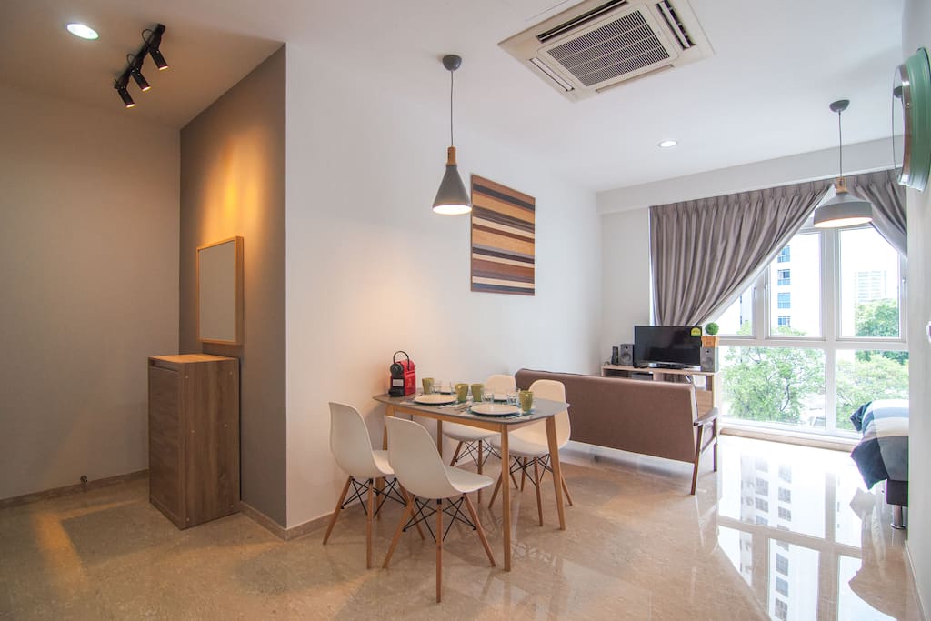 Carefully appointed living and dining area