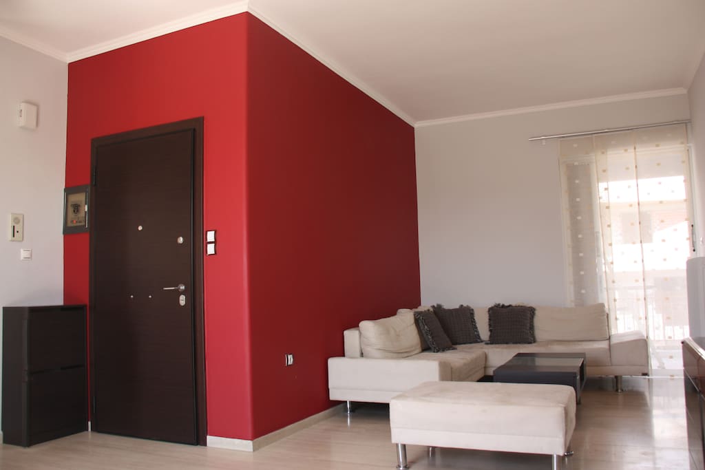 Entrance and living room on the right