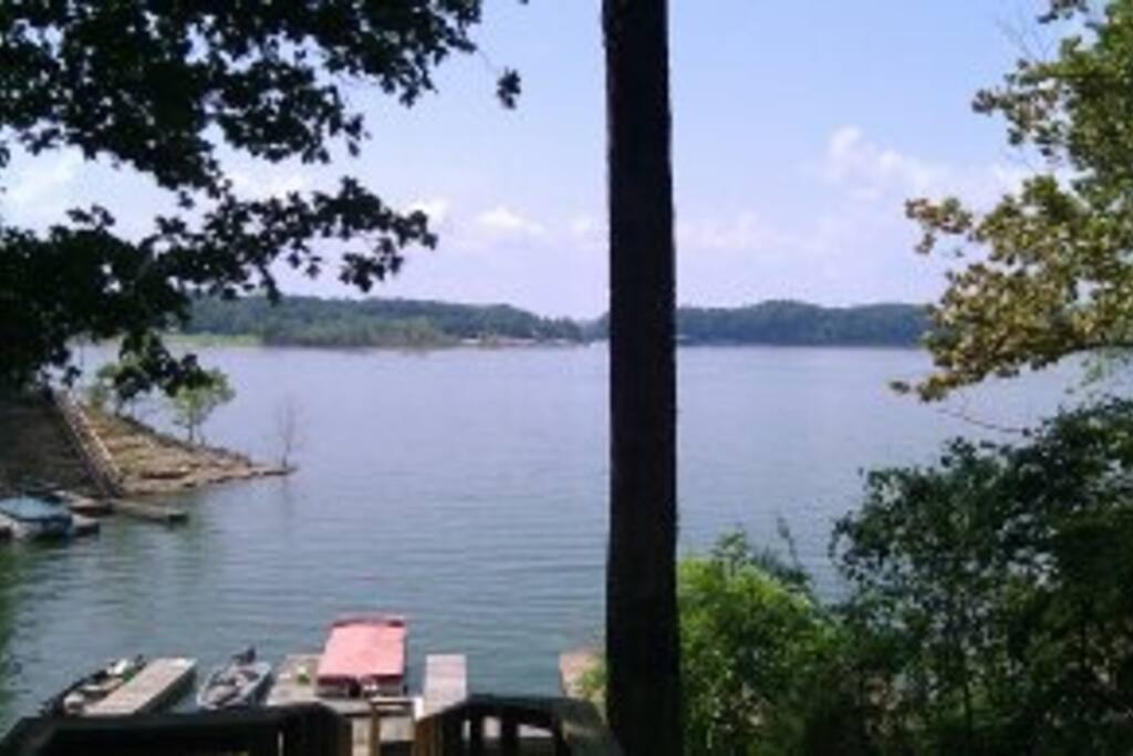 View of the boat dock and mouth of the cove