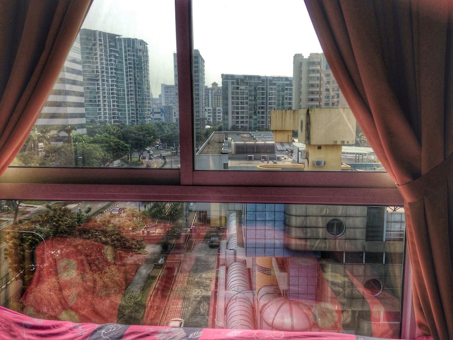 Large bright window in the room.