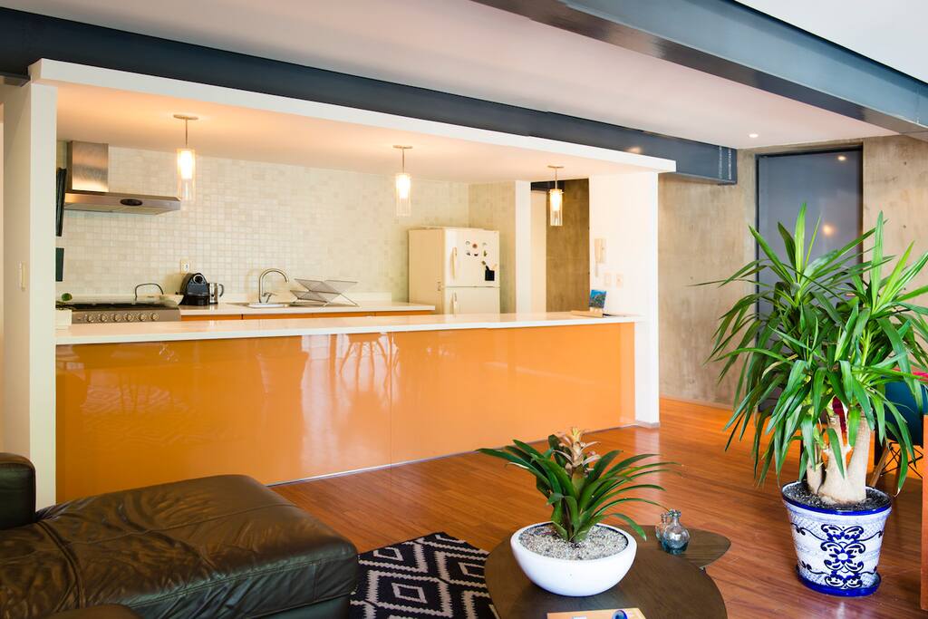 Spacious and colorful kitchen
