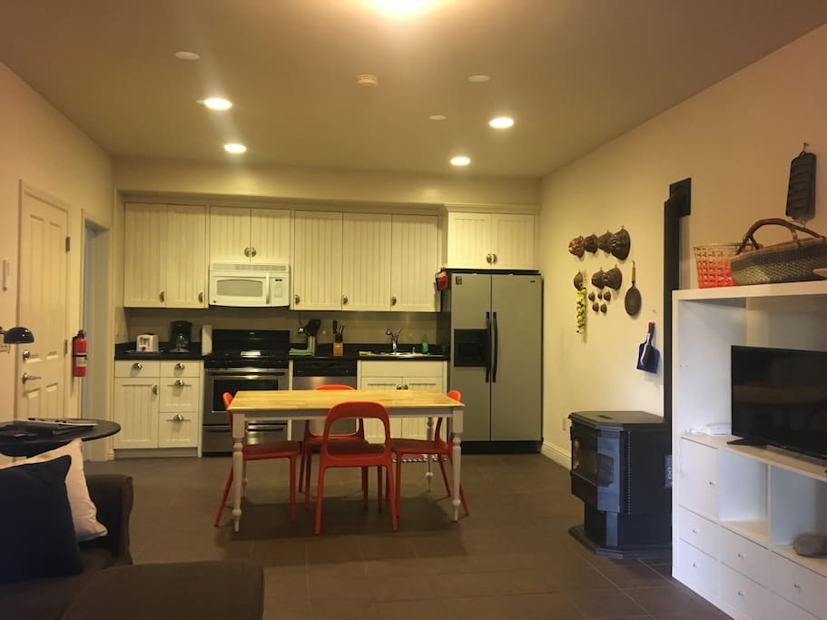 Living room and kitchen.