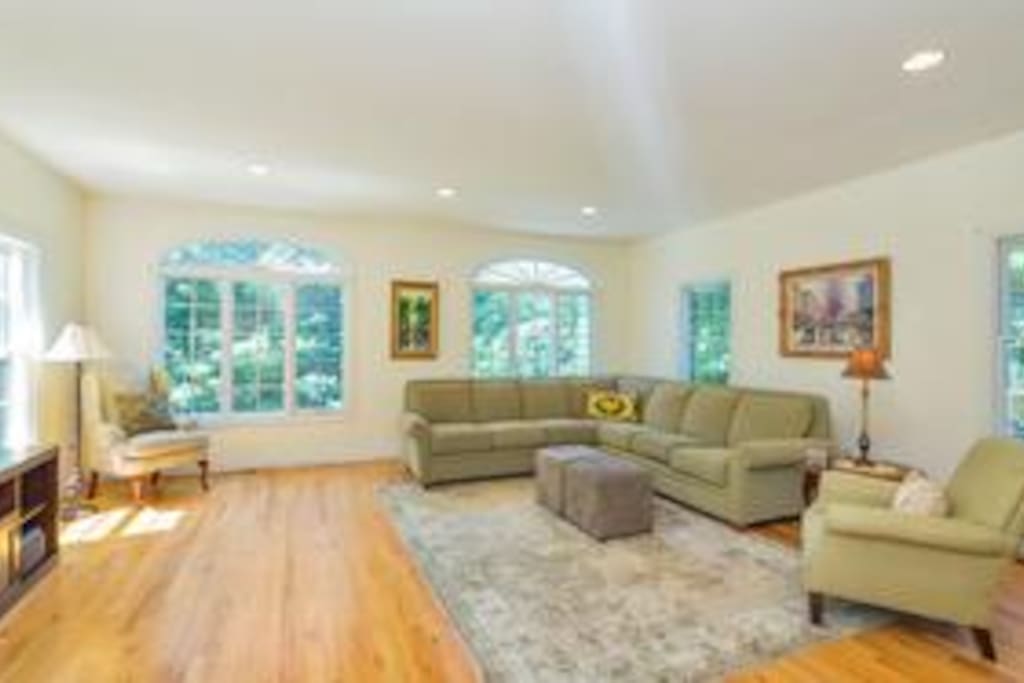 Family room 52" TV on wall