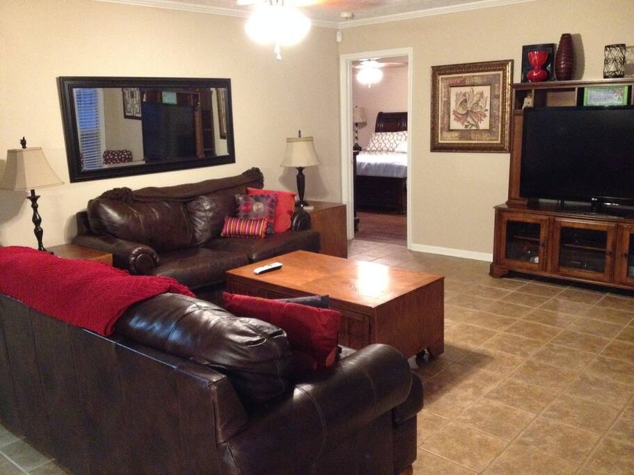Master bedroom off of living room.