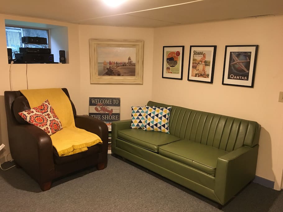 Sitting area and pullout couch