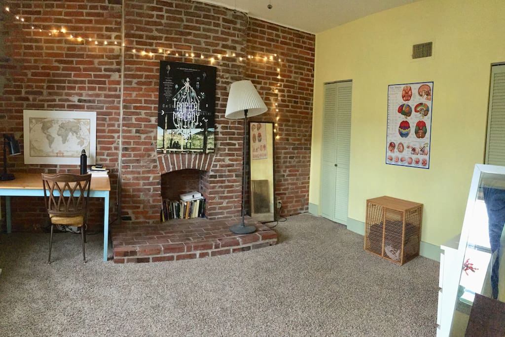 Desk and (non-working) fireplace