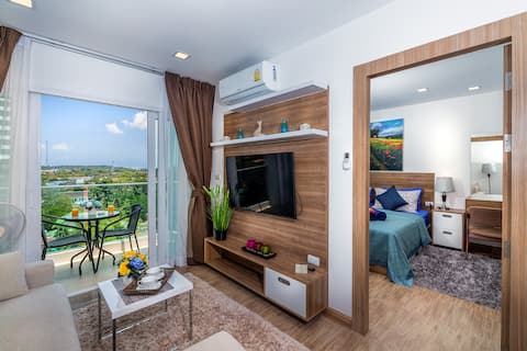 Partially Seaview Apartment on 8th Floor @Nai Harn