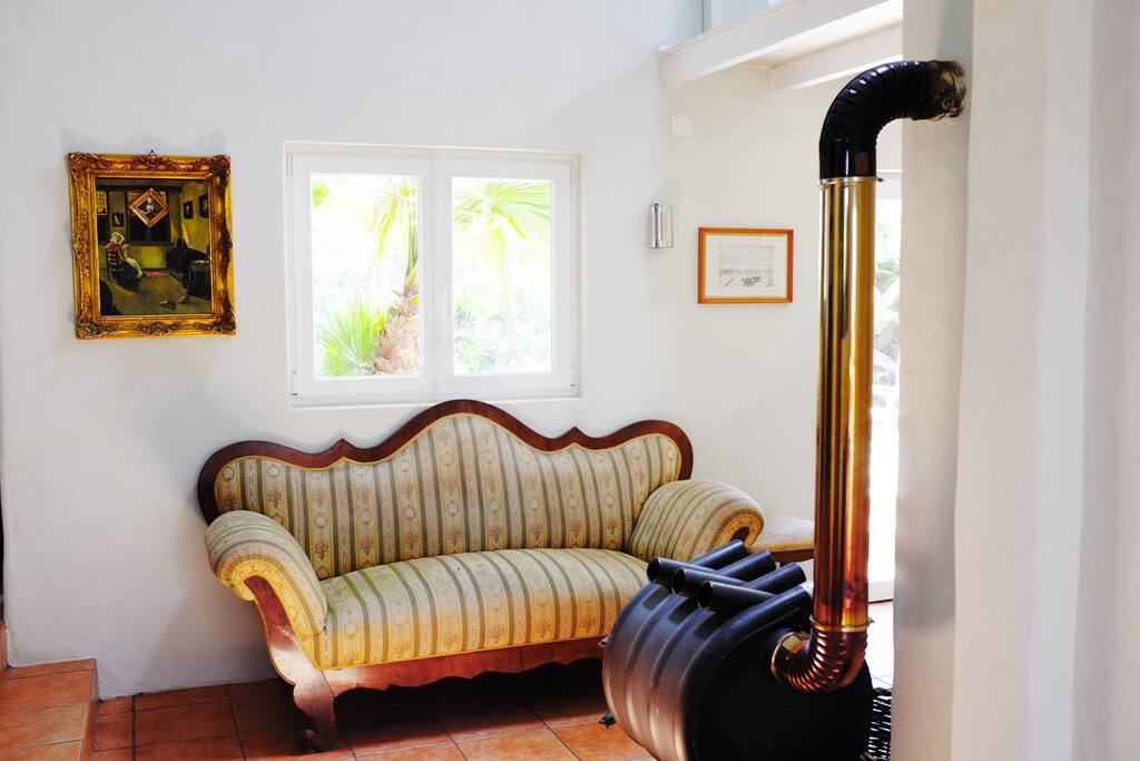 Antique Biedermeier Sofa with stove