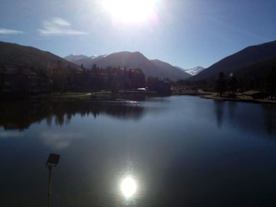 Morning sunrise off deck overlooking Keystone Lake.