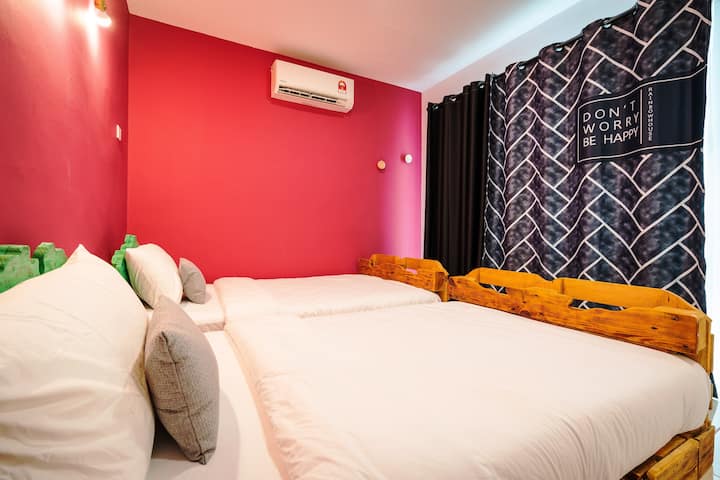 Bedroom 3 semi-privacy curtain partition - no attached bathroom (2 Single Bed)