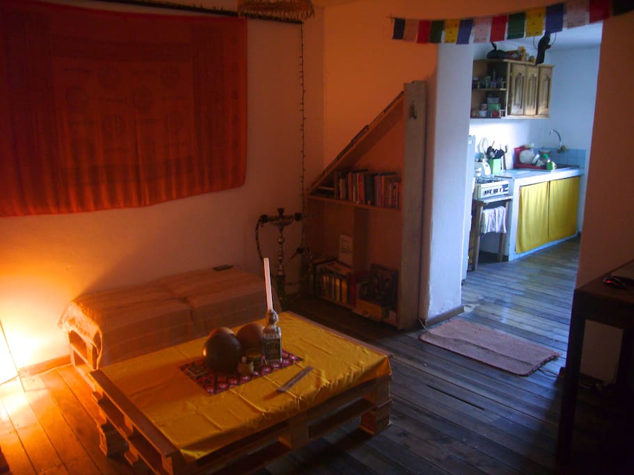 living room + kitchen