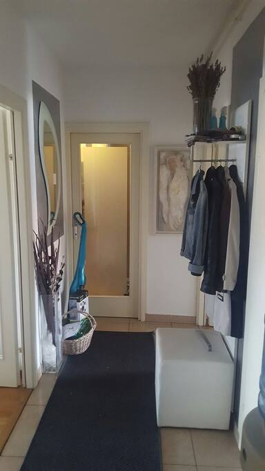 This hallway seperates your room/rooms from rest of the apartment,so you can have your own privacy. On the right side,there is another hallway that leads to your rooms and bathroom.