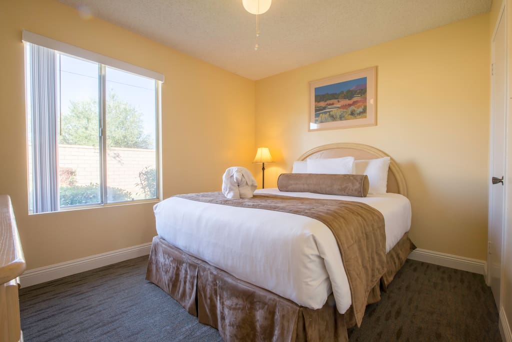 One bedroom contains a queen size bed.