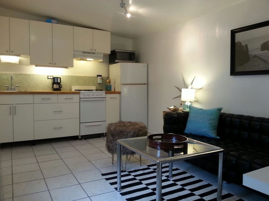 studio with small kitchen