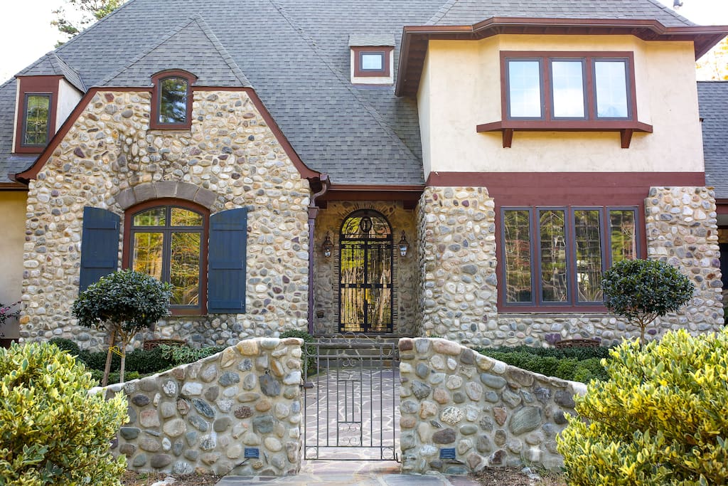 closer detail of home entry gate and walkway