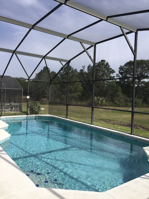 Screened in swimming pool