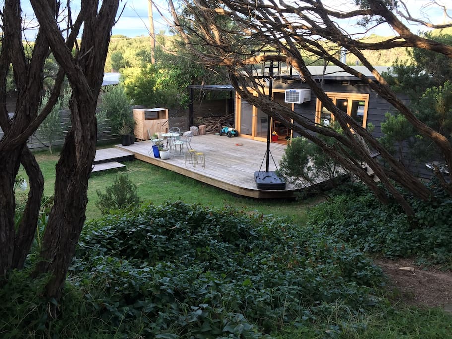 A huge backyard and decking