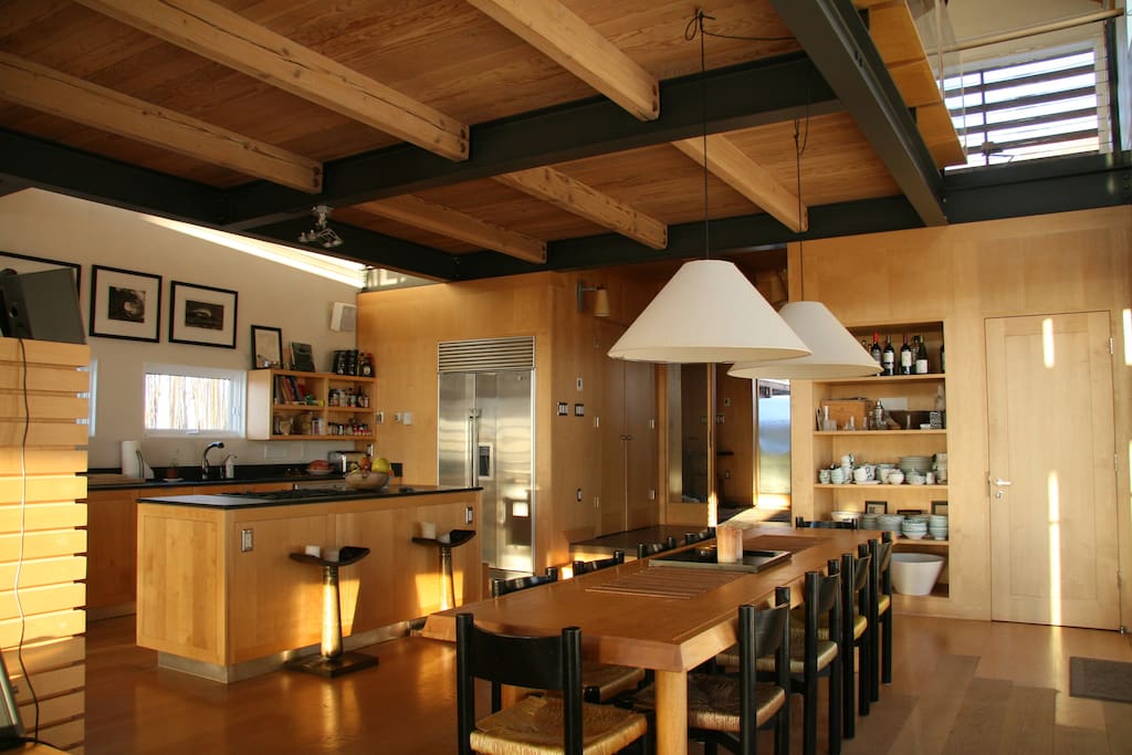 Kitchen and dining area. Table seats 10.