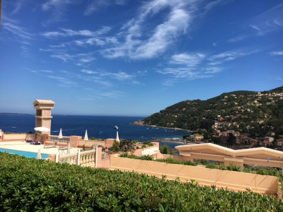 View from the decking
across to the Bay of Theoule and Esterel