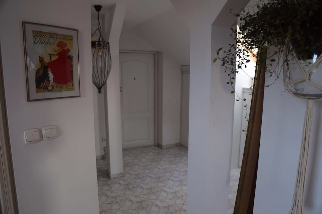 Przedpokój, wejście do apartamentu. Z szafkami gdzie można powiesić garderobę.