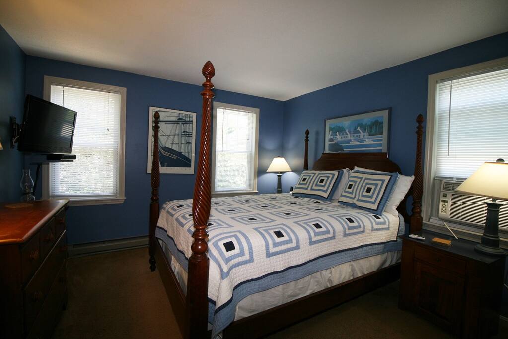 the master has a 4 poster, air conditioning, and upgraded satellite TV