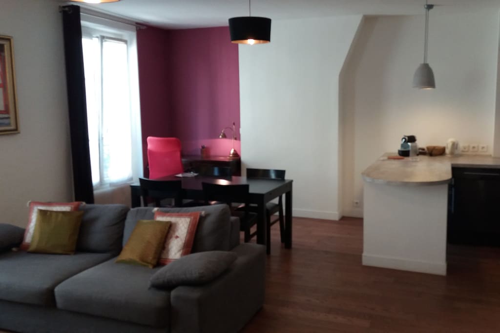 Spacious living and dining with open plan kitchen