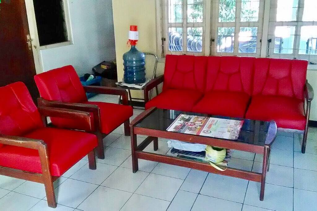 Shared living room, 2nd floor. With a balcony overlooking the small street