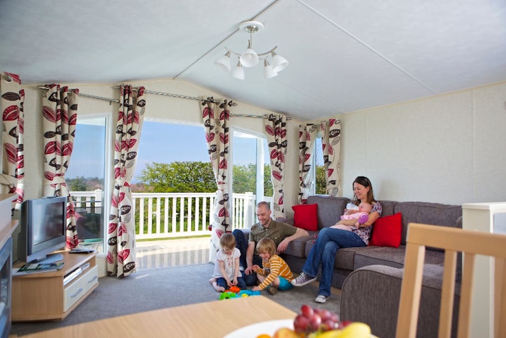 Lounge area of 2 Bedroomed caravan.
