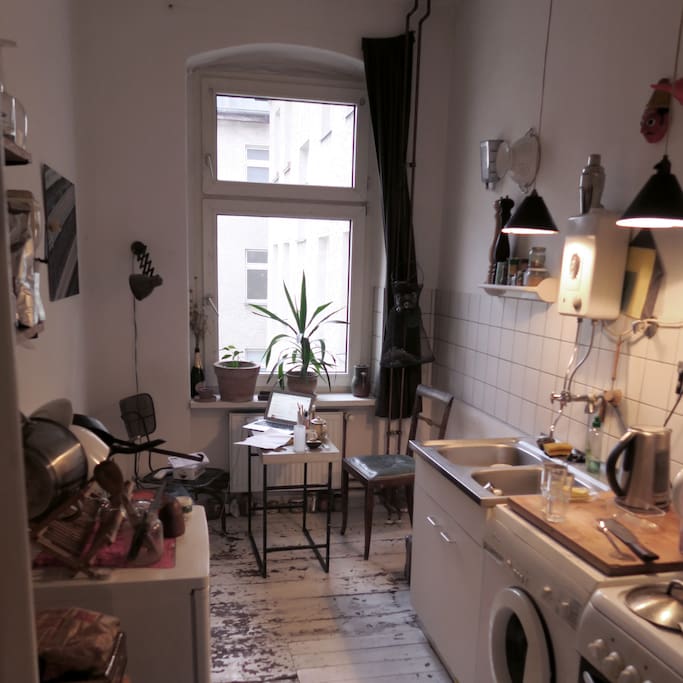 your lovely kitchen with direct sun in the morning when the sun shines. No more washing machine...