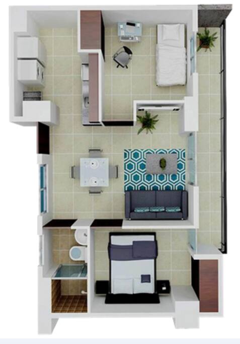 DEPARTAMENTO CON 2 HABITACONES, COCINA INTEGRAL, BAÑO COMPLETO, SALA, COMEDOR, SMART TV 50", WIFI, LINEA TELEFONICA RESIDENCIAL, Y UNA GRAN TERRAZA PARA FUMADORES CON MESA Y SILLAS DE ALUMNIO, VISTA A LA CIUDAD!!
ESTE ESPACIO ES HASTA PARA 6 PERSONAS, YA QUE CONTAMOS CON CAMA QUEEN SIZE, MATRIMONIAL Y SOFA CAMA MATRIMONIAL EN SALA!