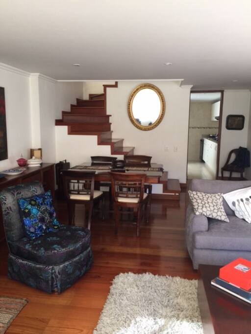 Living room and dining room