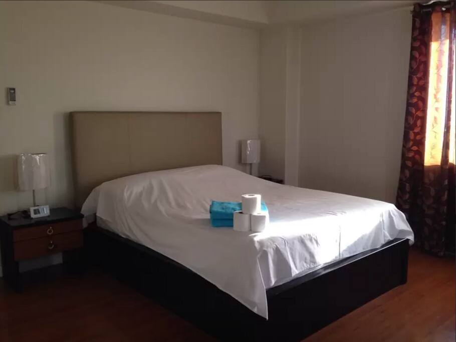 Master Bedroom - this apartment has 2 rooms. If there are no guests occupying the other room, we'll just close the other room and you can have the common area like the living room and the kitchen to yourself.