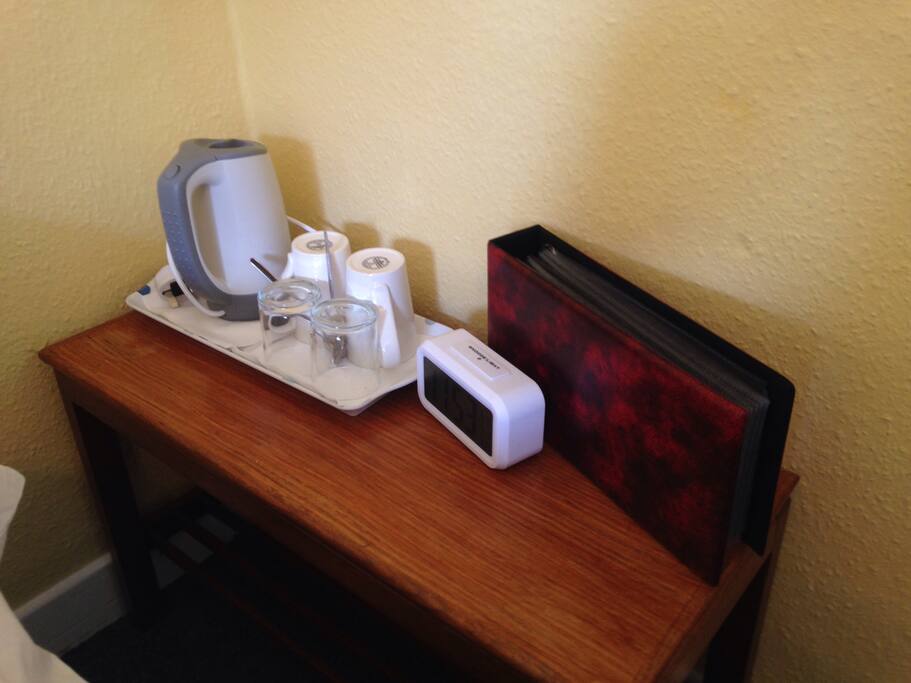 Tea & Coffee facilities. Also a folder with local attractions.